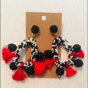 Red and black drop earring
